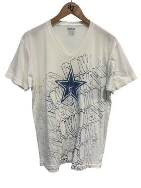 Reebok Graphic Tee Medium Dallas Cowboys V-Neck Short Sleeve Retro Sportswear